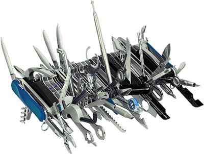 A swiss army knife with about 30 tools making it so large that it removes the portability benefit.