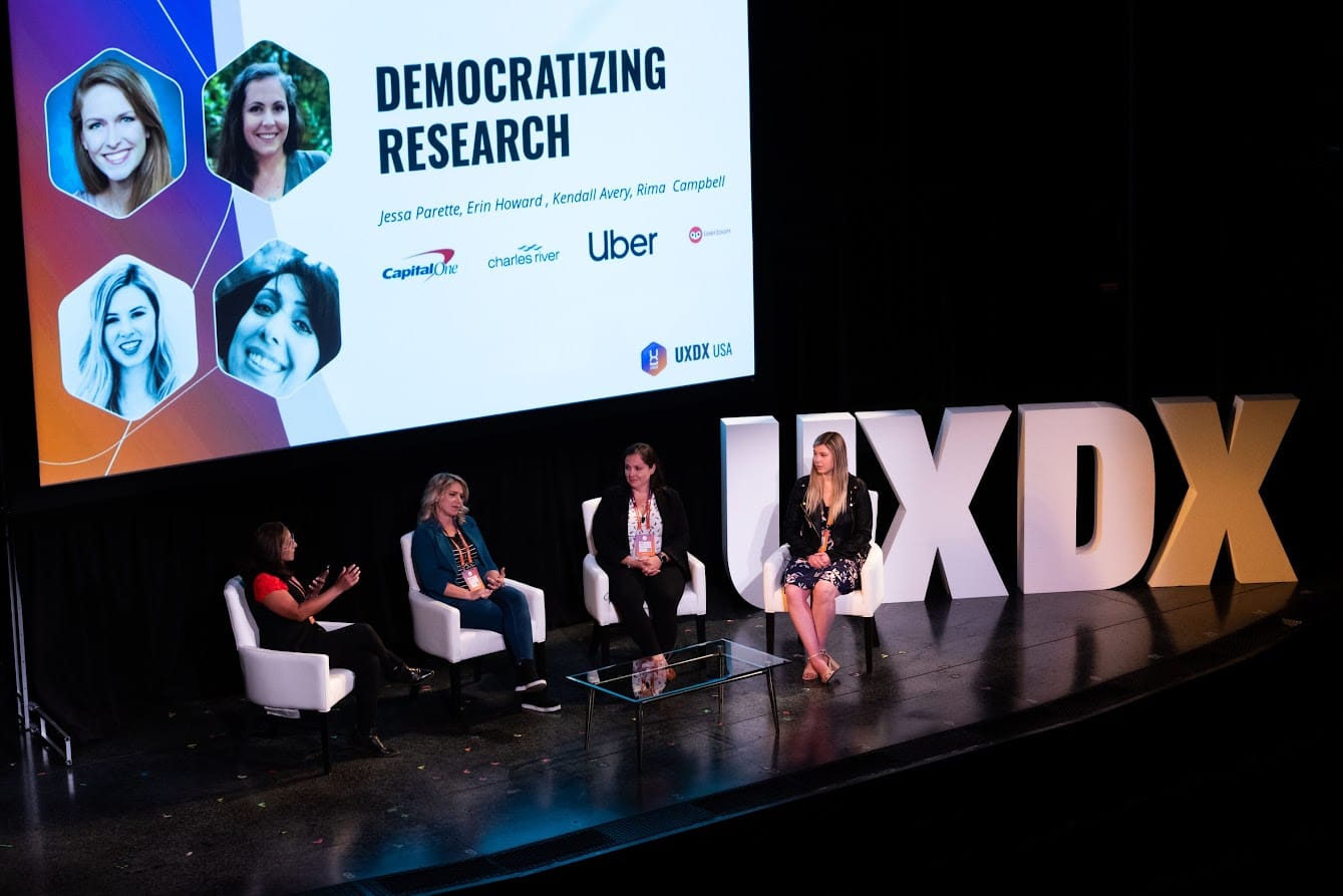 A group of speakers on the UXDX stage in New York City earlier this year.